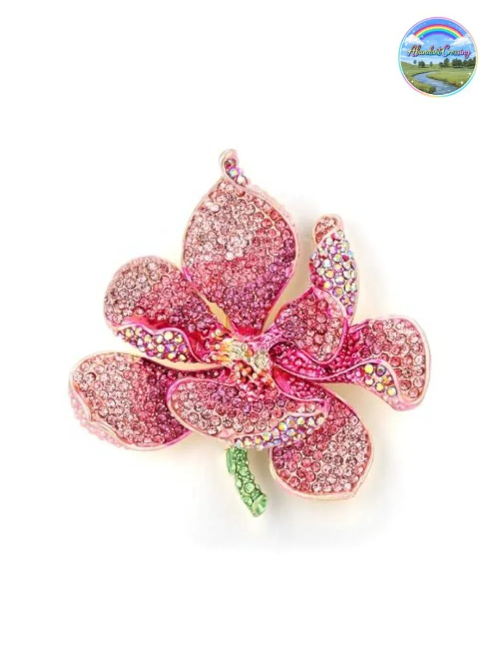 Austrian Crystal Orchid Flower Petal Brooch Pin for Women
